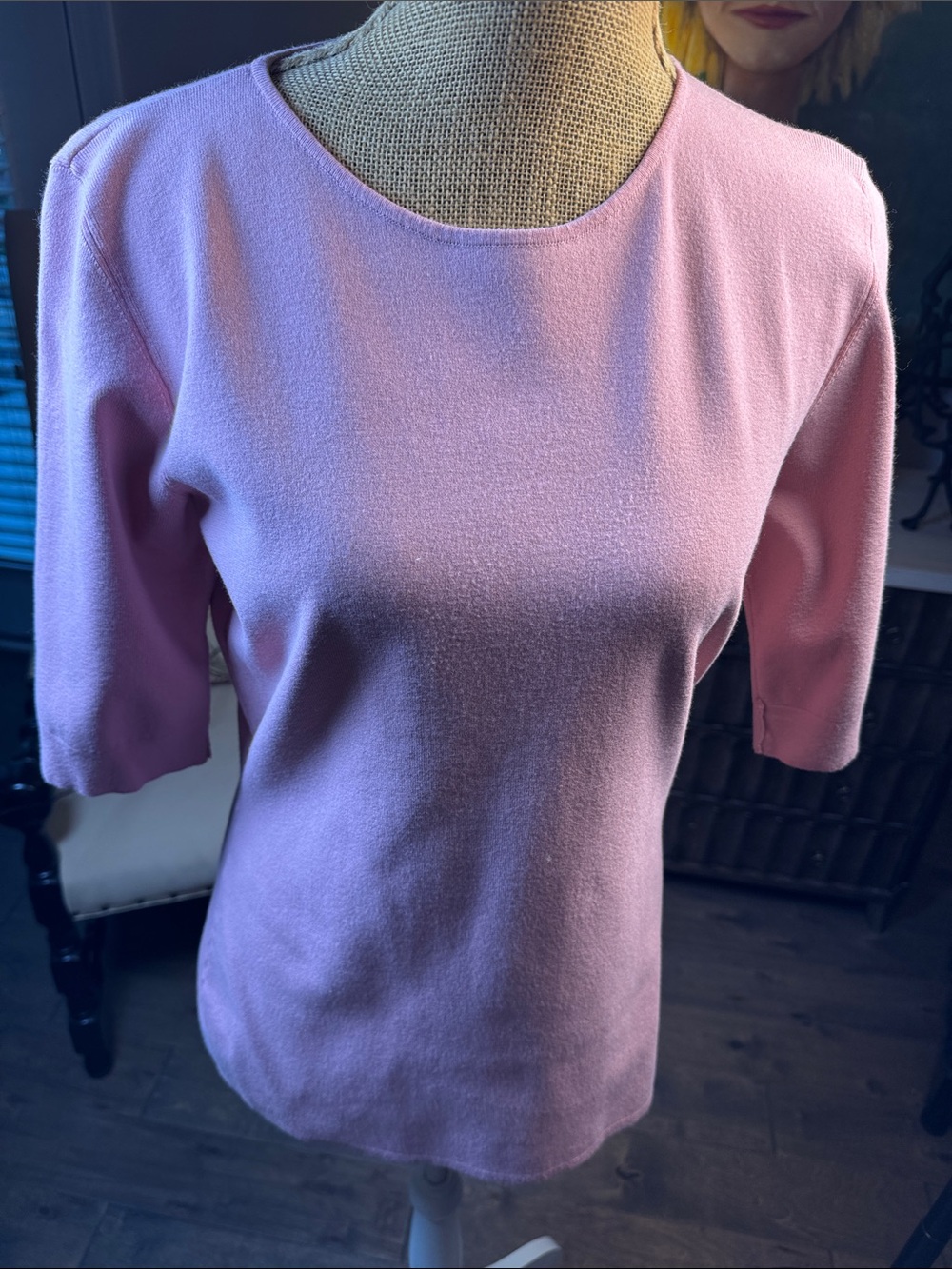 Escada Soft Pink Crewneck Short-Sleeve Sweater